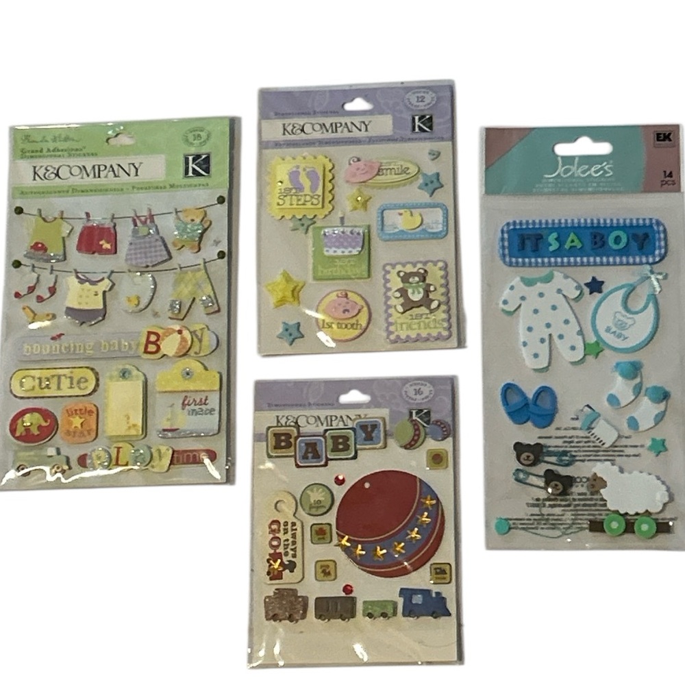 K&Company and Jolee's Baby Scrapbooking Boy Sticker Set Blue, Green, Yellow New